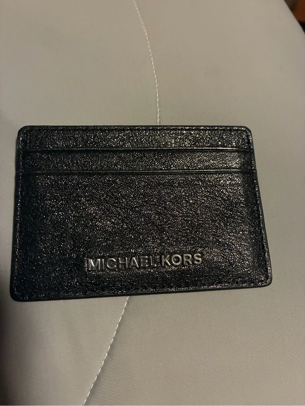 Michael Kors Black Leather Slim Card Case with Logo